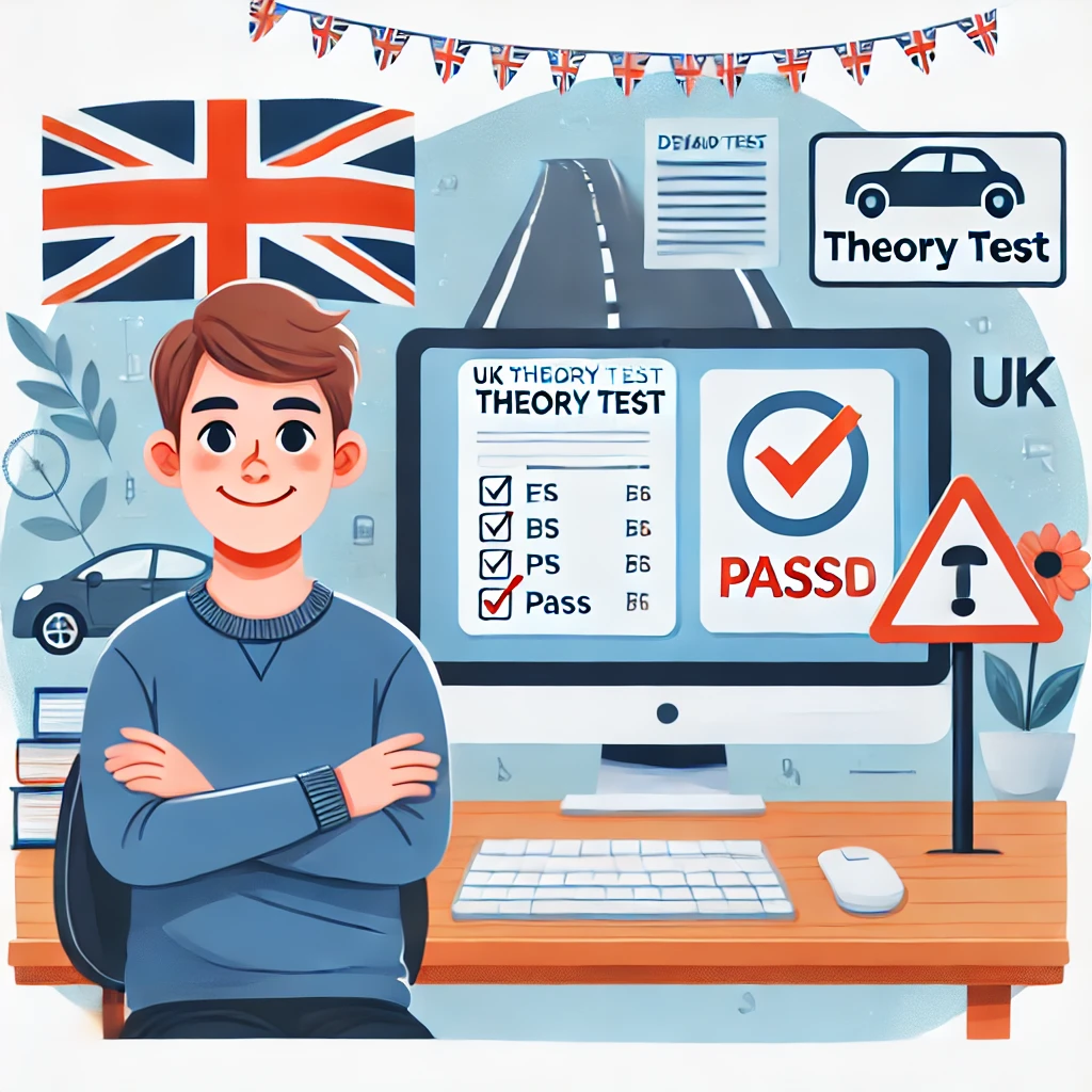 Young person passing their UK theory test